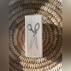 Wooden Block with Scissors Design